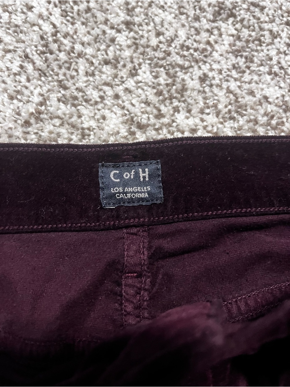 Citizens of Humanity Velvet Pants Women’s Size 28 Burgundy Wine High Rise Skinny